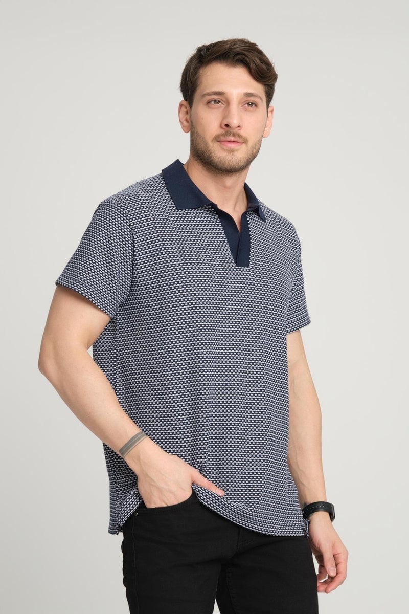 Waffle Patterned Polo Neck T-Shirt (E24-PLTS00)