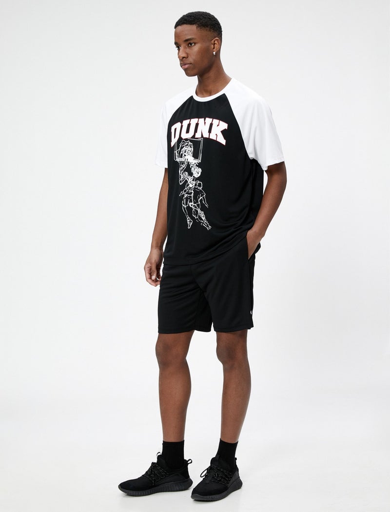 Sports Oversize T-Shirt Basketball Printed Crew Neck Half Sleeve