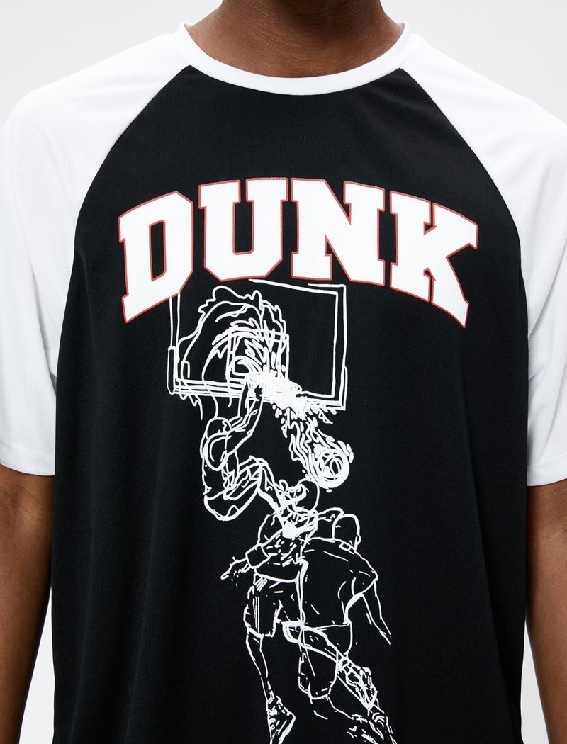 Sports Oversize T-Shirt Basketball Printed Crew Neck Half Sleeve