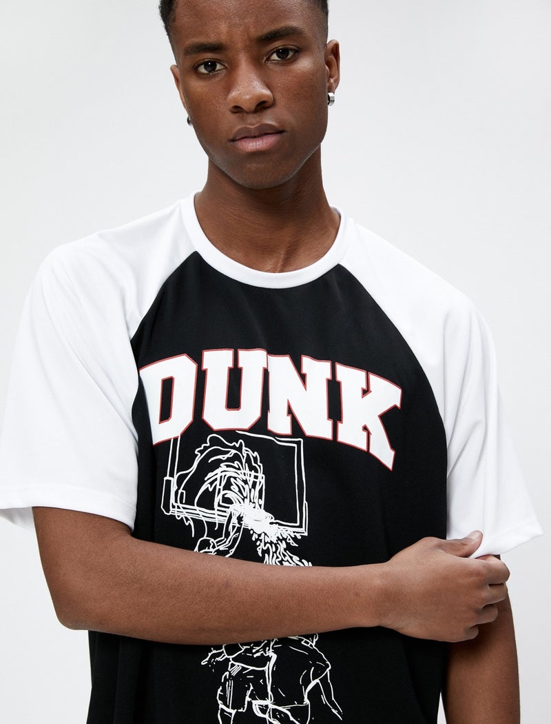 Sports Oversize T-Shirt Basketball Printed Crew Neck Half Sleeve