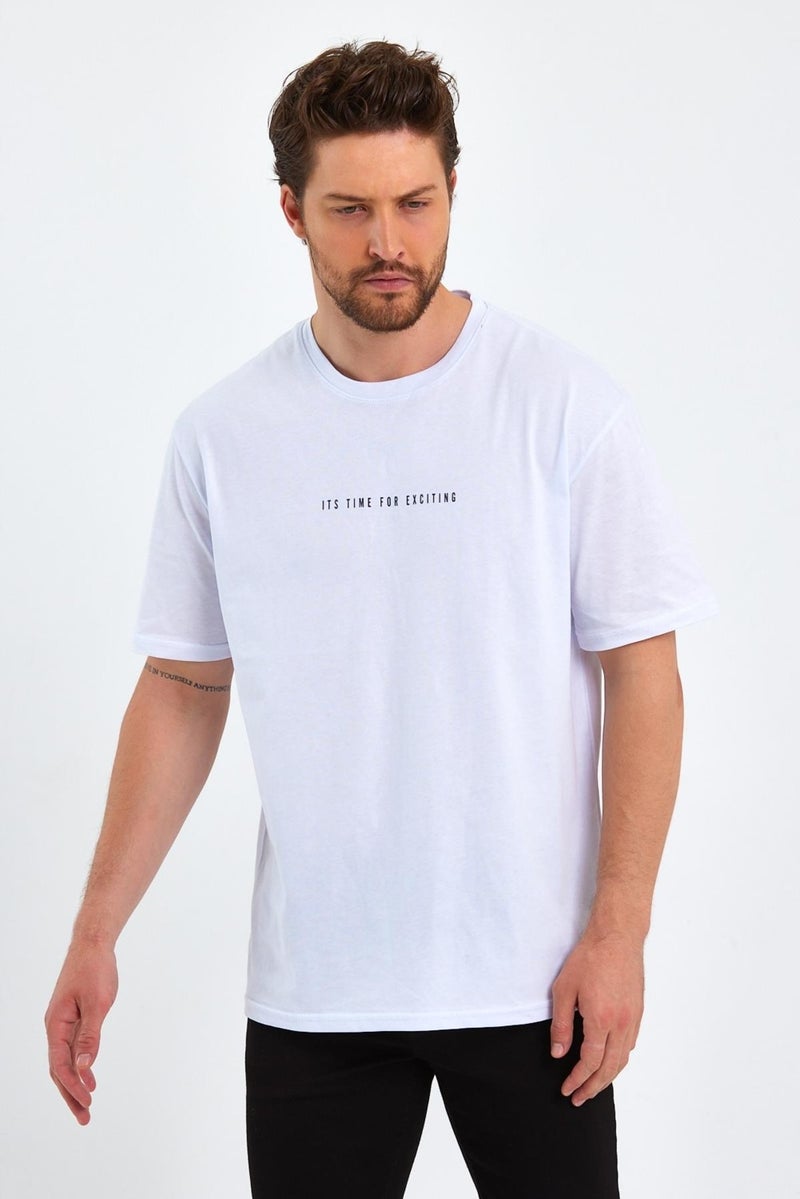 Men's Printed Basic Oversize Crew Neck 2-Piece Cotton T-Shirt