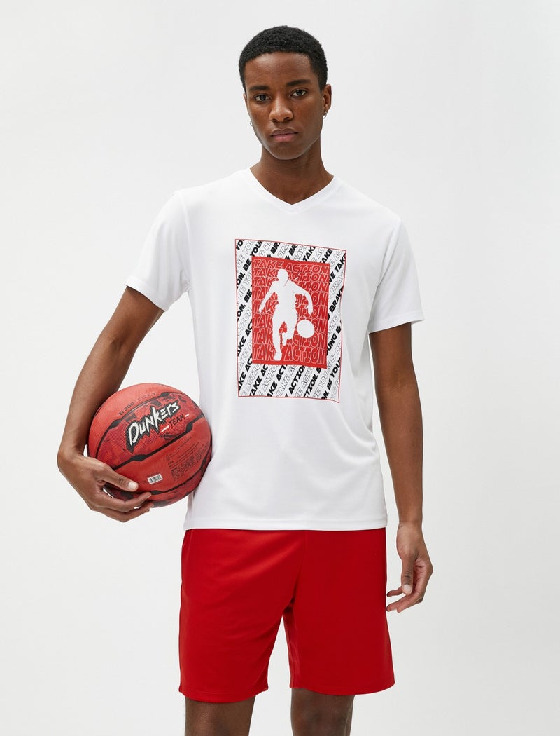 Sports Oversize T-Shirt Basketball Printed Crew Neck Short Sleeve