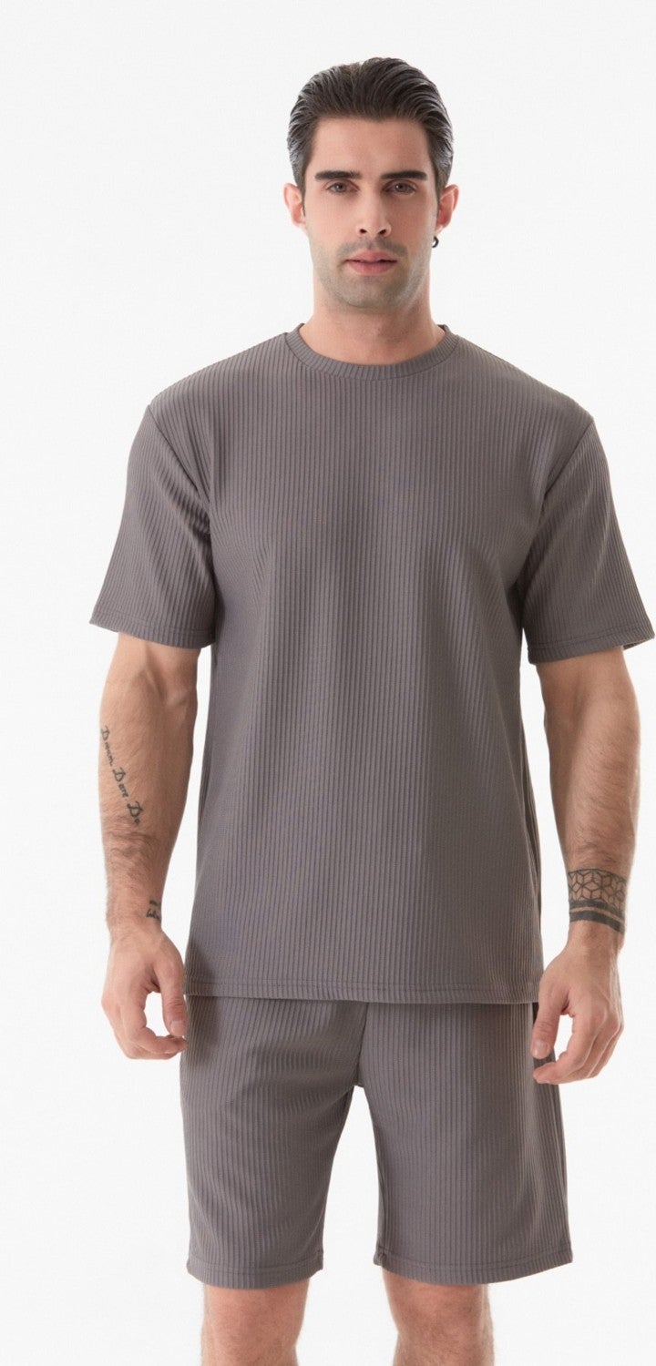 Basic Ribbed Crew Neck T-Shirt