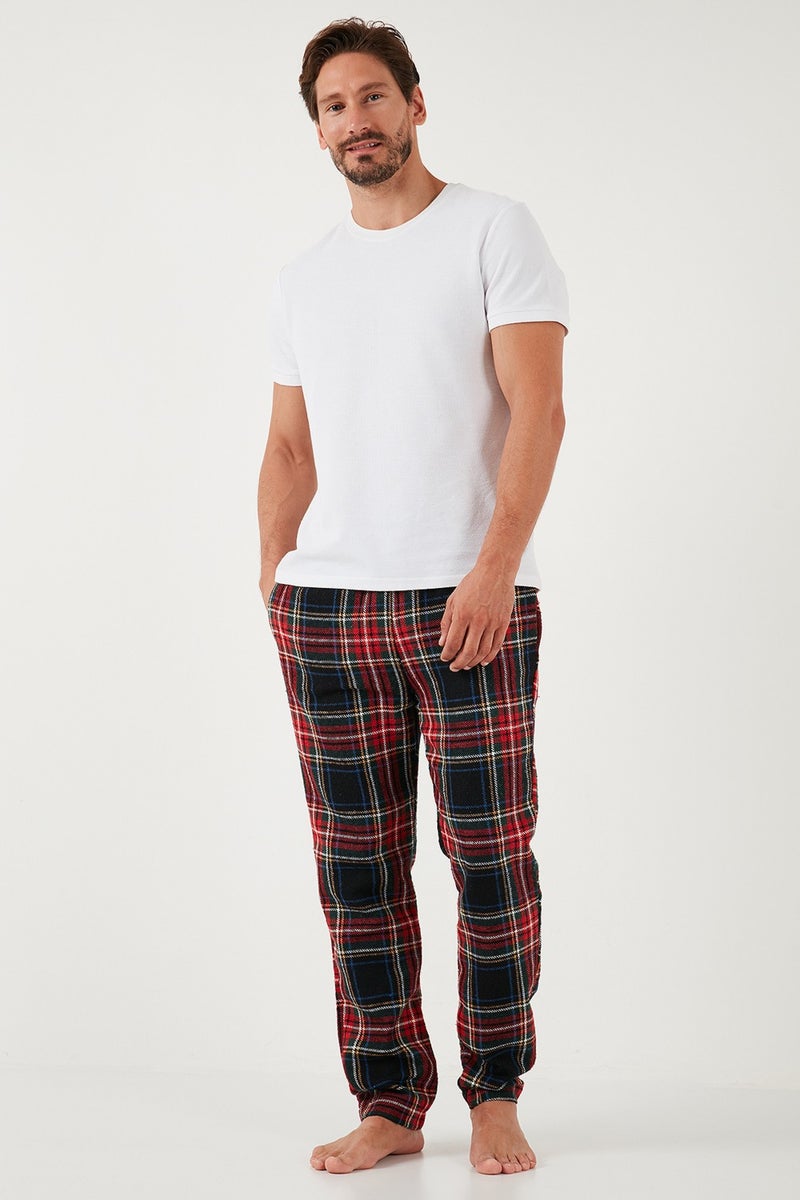 Cotton Regular Fit Plaid Elastic Waist Pajama Bottoms Men's Pajama Bottoms 611PT00154