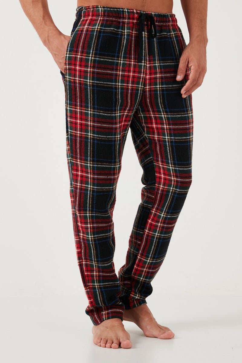 Cotton Regular Fit Plaid Elastic Waist Pajama Bottoms Men's Pajama Bottoms 611PT00154