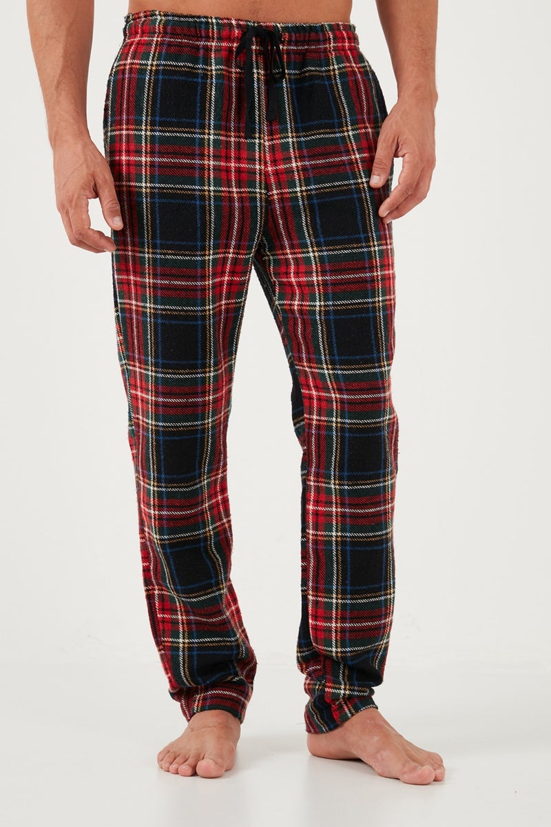 Cotton Regular Fit Plaid Elastic Waist Pajama Bottoms Men's Pajama Bottoms 611PT00154