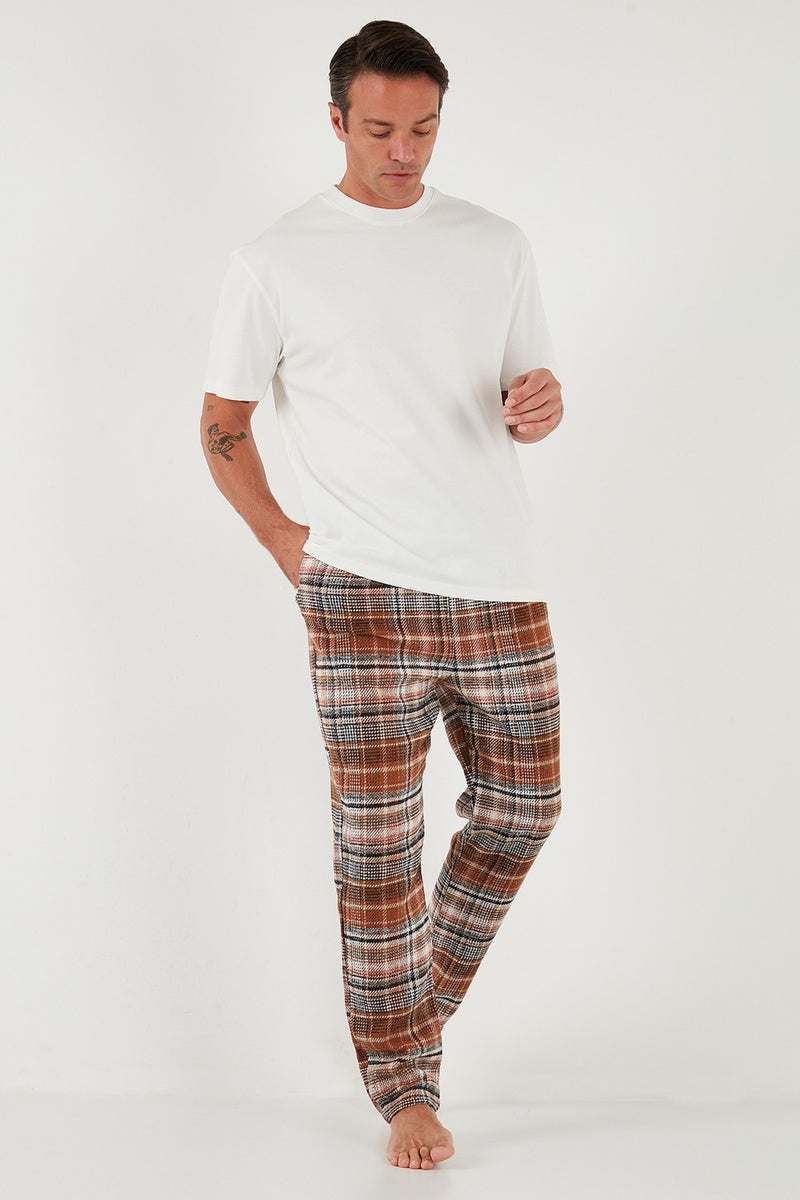 Cotton Regular Fit Plaid Elastic Waist Pajama Bottoms Men's Pajama Bottoms 611PT00154