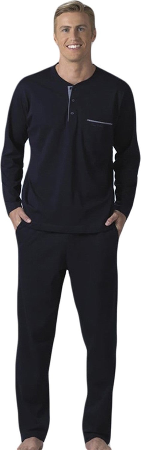 Men's Long Sleeve Combed Cotton Pajamas