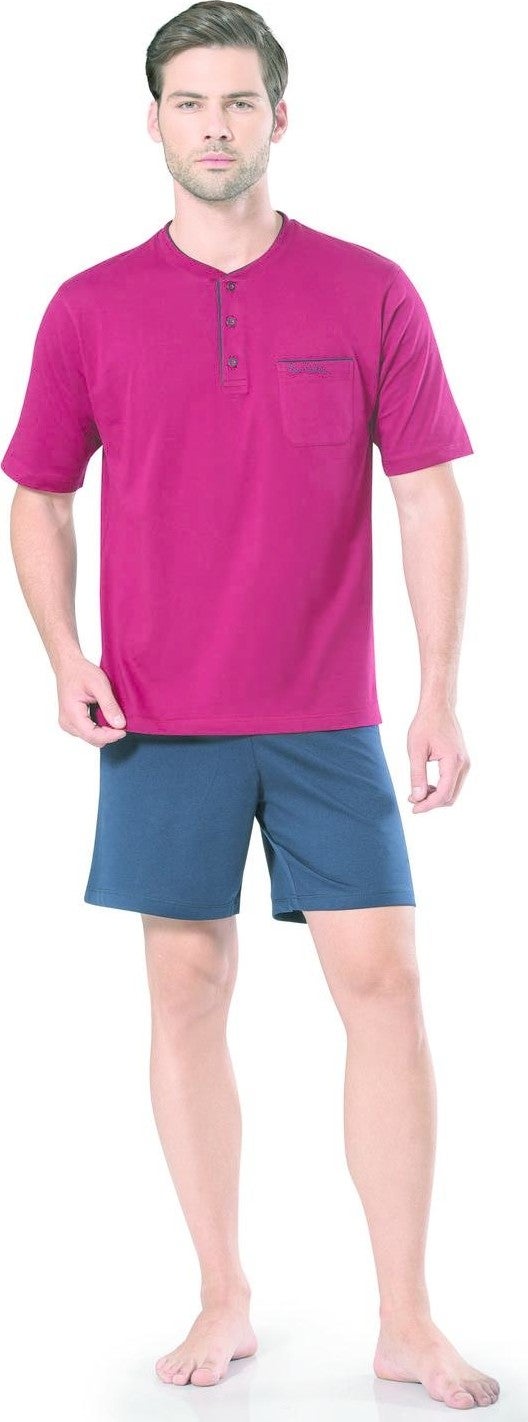 Men's Short Sleeve Combed Cotton Pajamas