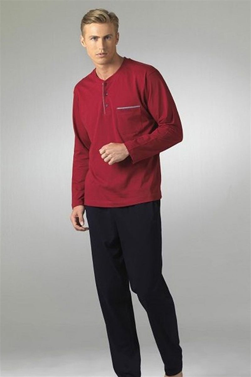 Men's Long Sleeve Combed Cotton Pajamas