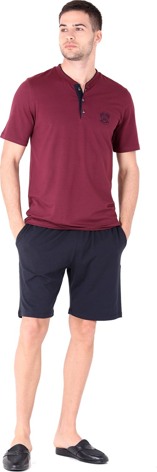 D'S Groom Shorts Pajama Set Claret Red