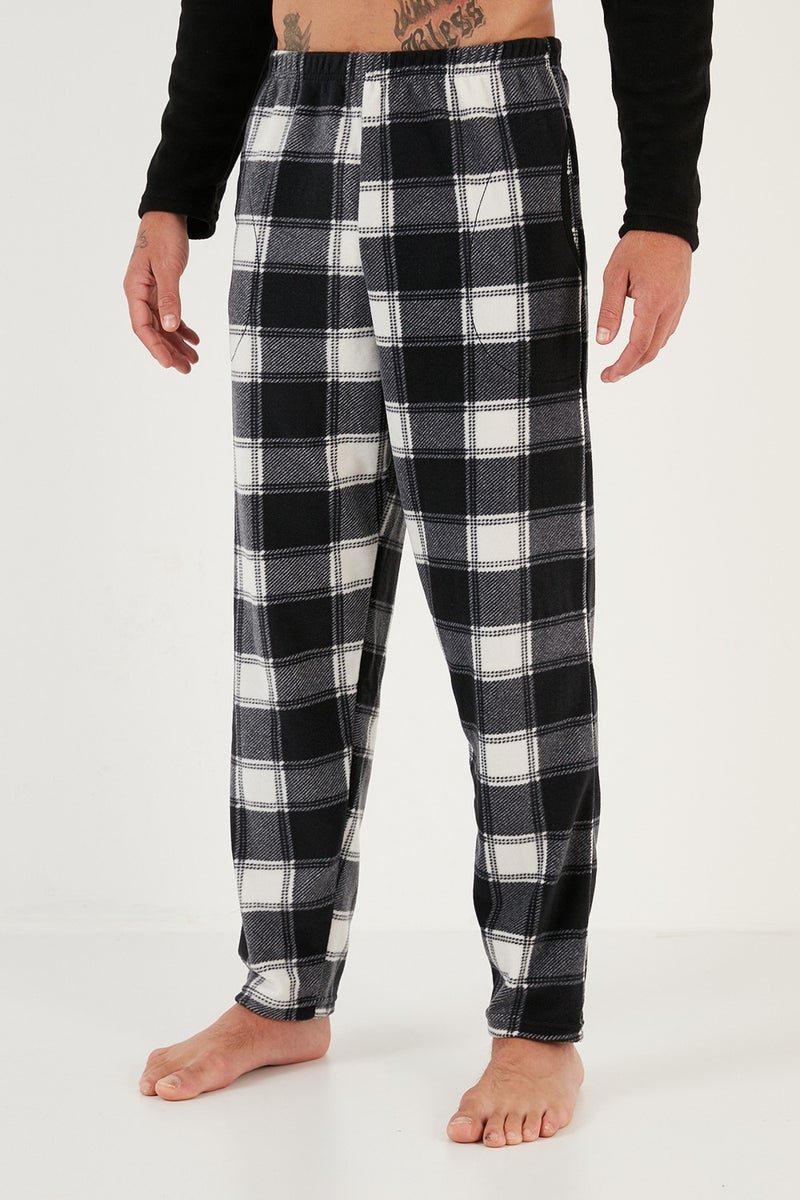 Plaid Regular Fit Crew Neck Winter Polar Fleece Pajama Set Men's Pajama Set 609610013W4