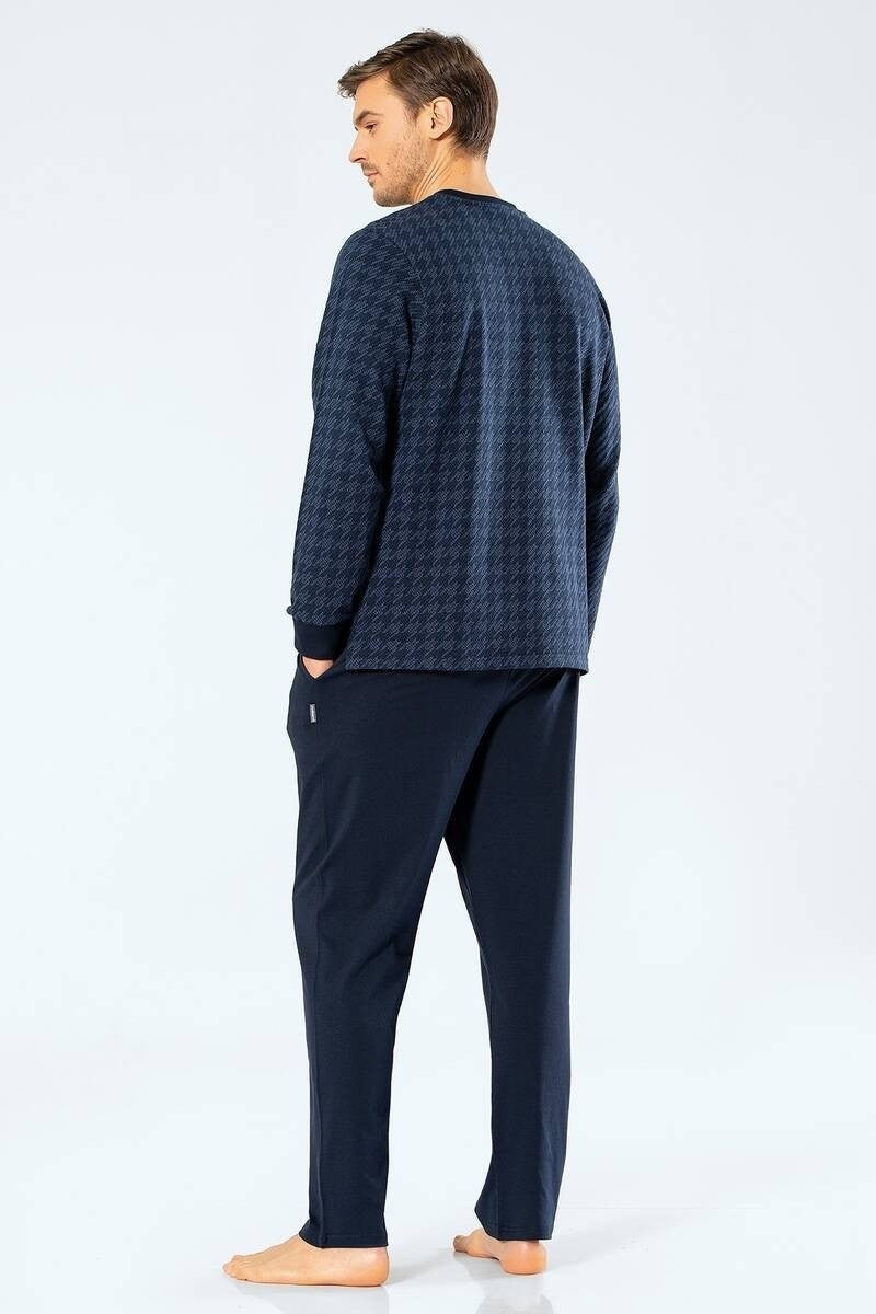 Men's Jacquard Dotted Patchwork Pajama Set