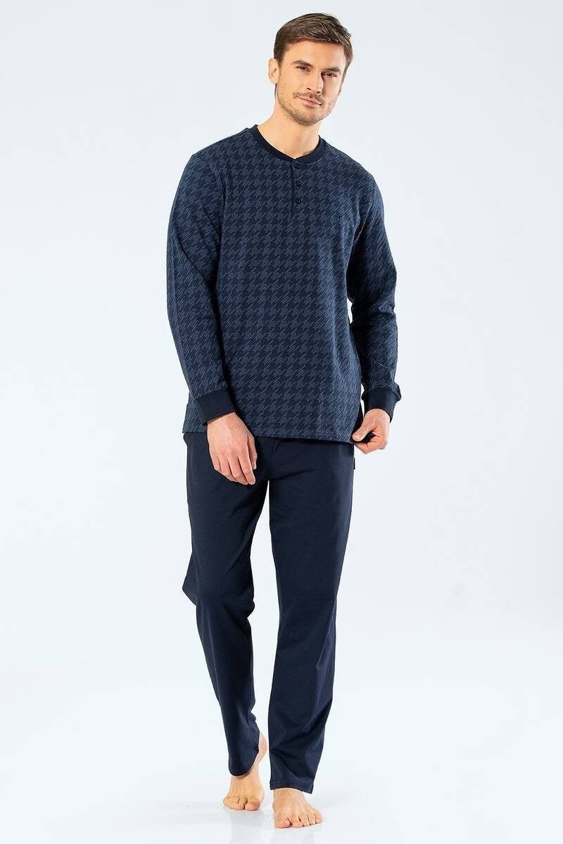 Men's Jacquard Dotted Patchwork Pajama Set