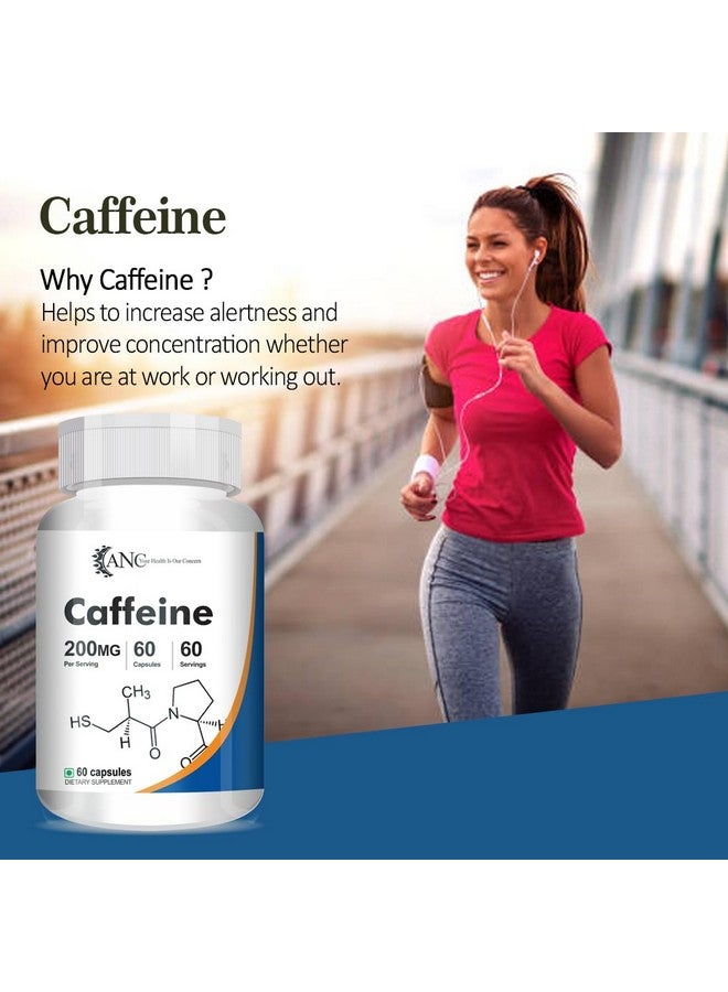 Anc Caffeine 200Mg, For Natural Stimulant | Boosts Performance & Metabolism 60 Capsules