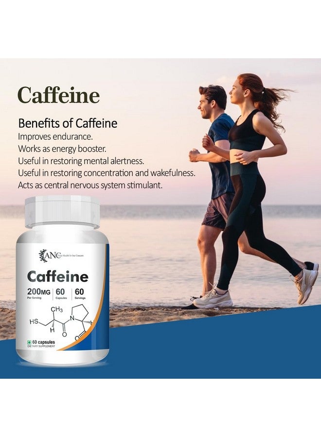 Anc Caffeine 200Mg, For Natural Stimulant | Boosts Performance & Metabolism 60 Capsules