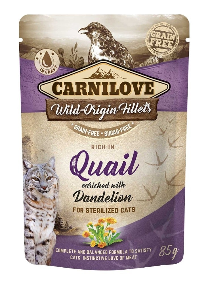 Carnilove Quail enriched with Dandelion for Sterilized Cats (Wet Food Pouches) 24x85g
