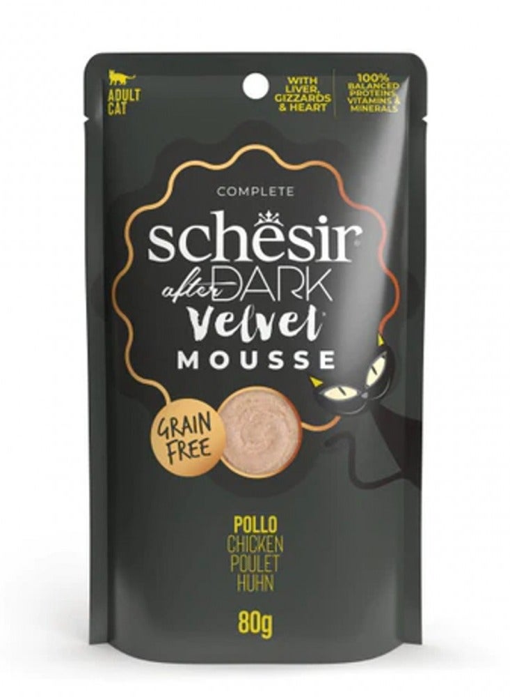 Schesir, After Dark Velvet Mousse, For Cat - Chicken Flavor - 80g X 12pcs in 1 Box