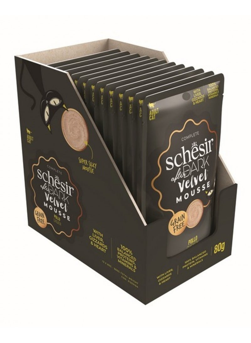 Schesir, After Dark Velvet Mousse, For Cat - Chicken Flavor - 80g X 12pcs in 1 Box