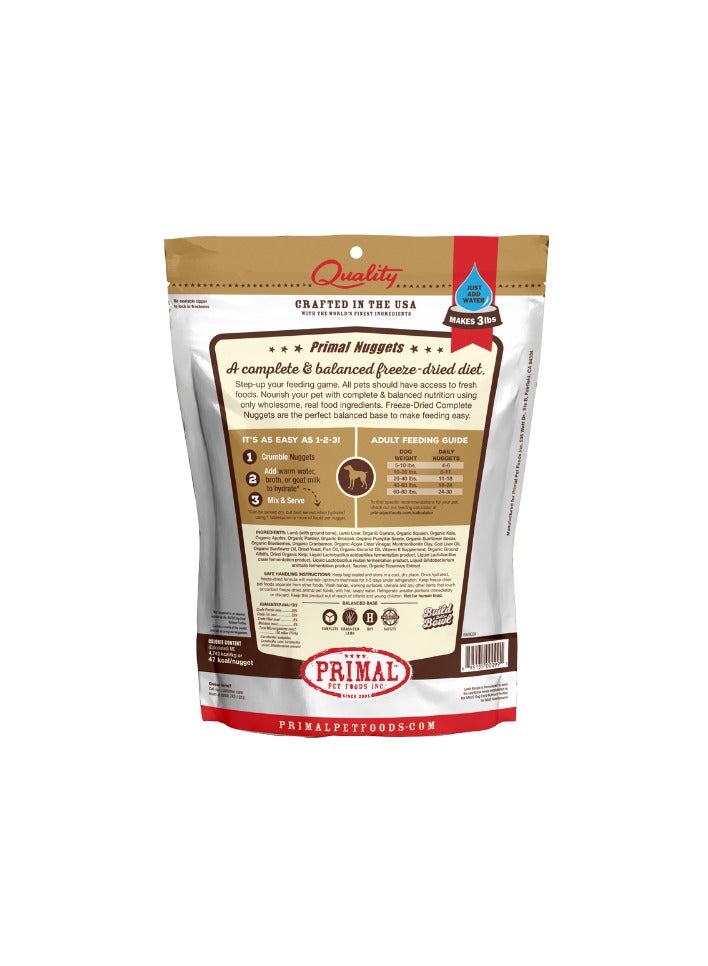 Primal Canine Lamb Freeze-Dried Formula- 5.5oz, Primal Nuggets, Raw food for dogs, High Protein Raw dog food, Nuggets for dogs, Freeze dried nuggets for dogs, freeze dried dog food, best dog food, nutritious dog food, dog food, primal pet foods