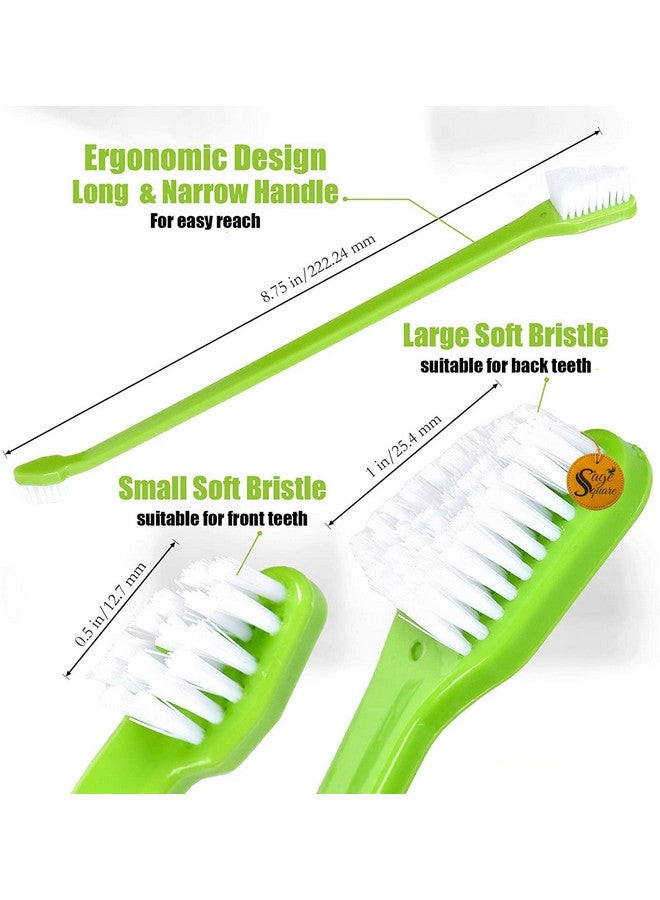 Dog Toothbrush For Teeth & Dogs Removes Food Debris Double Sided With Long Curved + Pet Grooming Glove Perfect For Dog & Cat With Long & Short Fur - Pack Of 2 (Color May Vary)