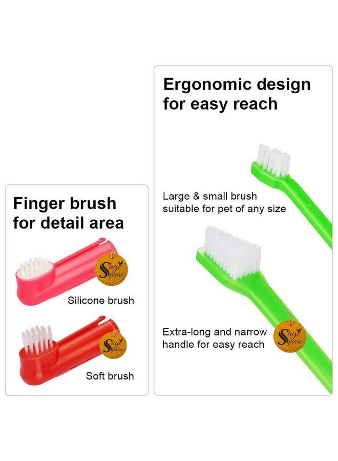 Dog Brush For Teeth & Dogs Removes Food Debris Double Sided With Long Curved Handle Super Easy Cleaning Best Soft Silicone Pet Toothbrush For Cats And Dogs (Set Of 3) (Color May Vary)