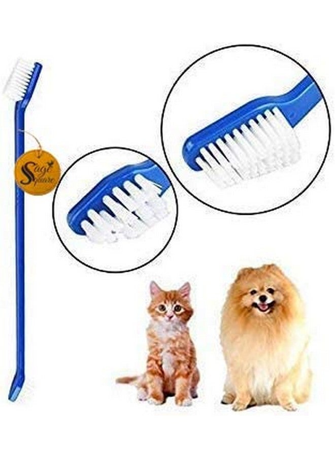 Dog Brush For Teeth & Dogs Removes Food Debris Double Sided With Long Curved Handle Super Easy Cleaning Best Soft Silicone Pet Toothbrush For Cats And Dogs (Set Of 3) (Color May Vary)