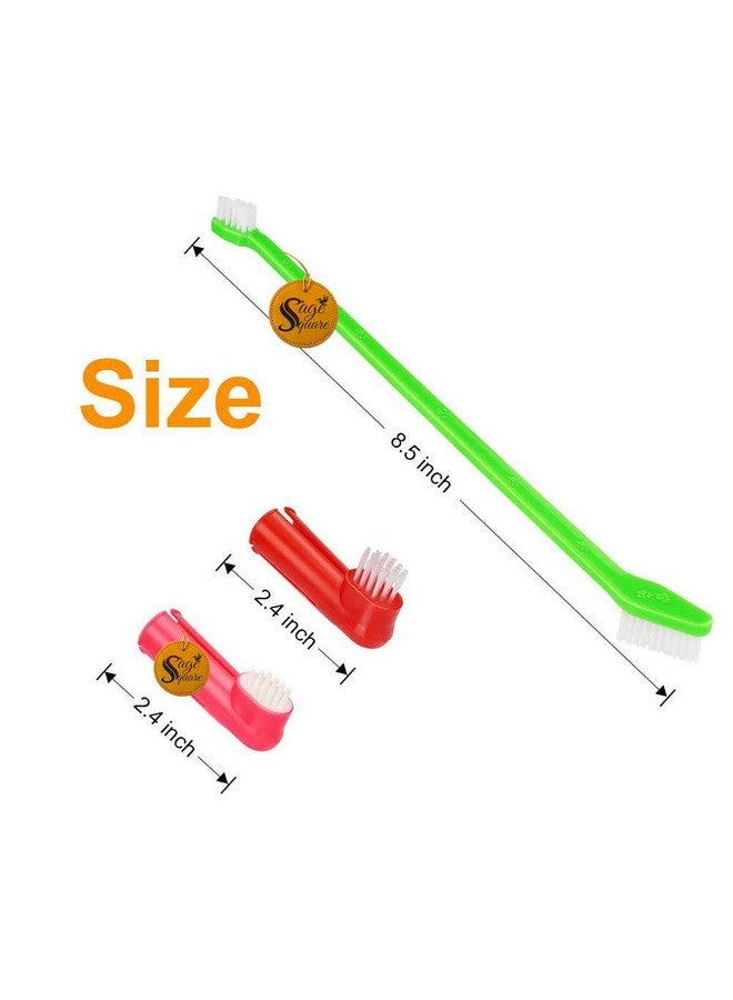 Dog Brush For Teeth & Dogs Removes Food Debris Double Sided With Long Curved Handle Super Easy Cleaning Best Soft Silicone Pet Toothbrush For Cats And Dogs (Set Of 3) (Color May Vary)