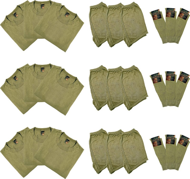 9-Piece Military Underwear Set (Undershirt-Boxer-Socks)