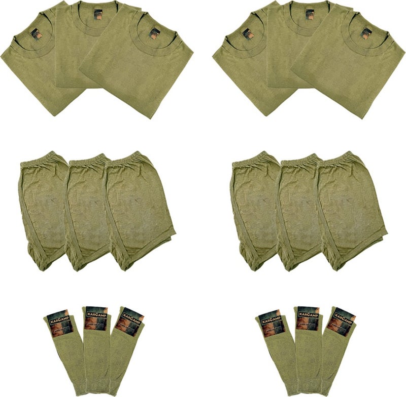 6-Piece Military Underwear Set (Undershirt-Boxer-Socks)