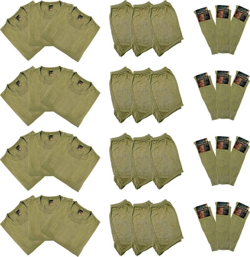 12-Piece Military Underwear Set (Undershirt-Boxer-Socks)