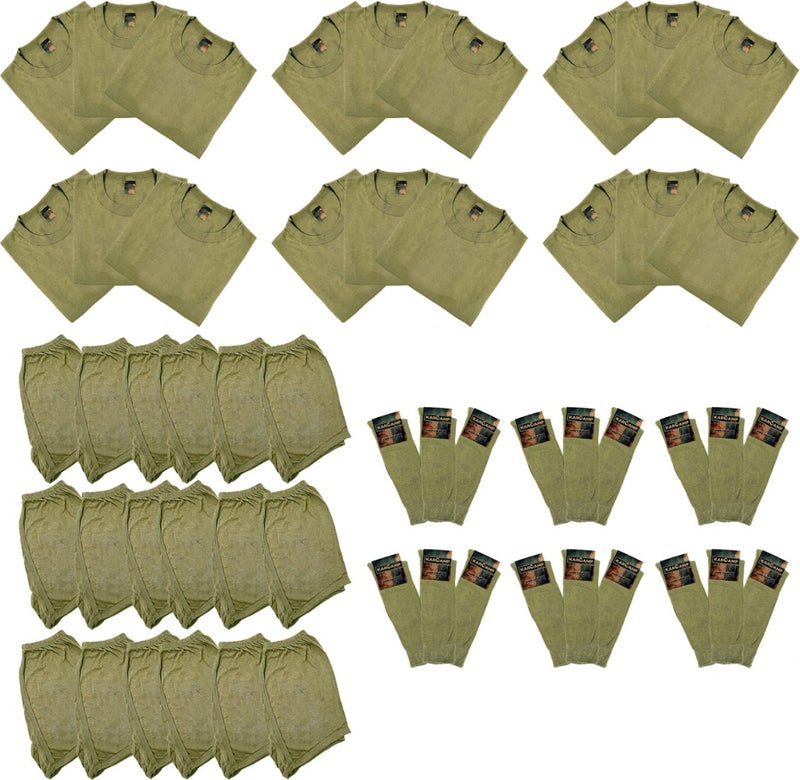 18-Piece Military Underwear Set (Undershirt-Boxer-Socks)