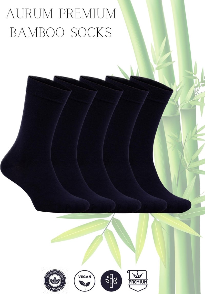 Men's 5-Piece Premium Bamboo Socks Seamless - Dark Navy Blue