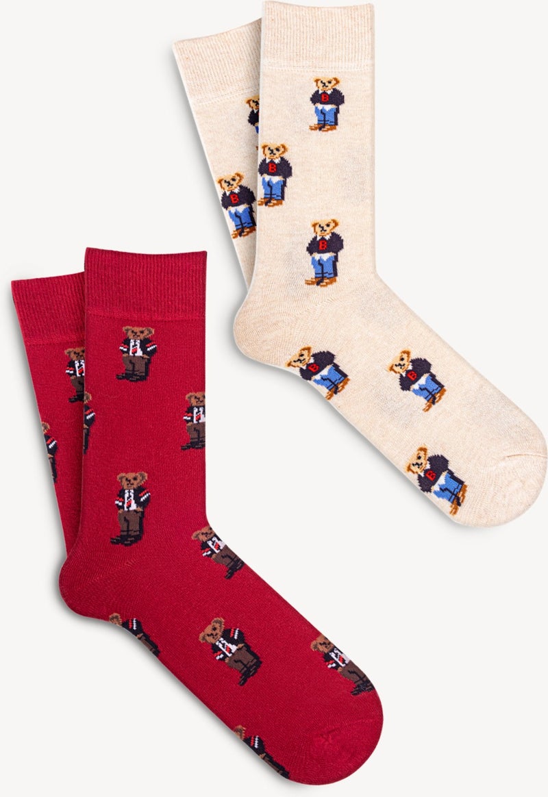 4-Piece Teddy Bear Patterned Socks