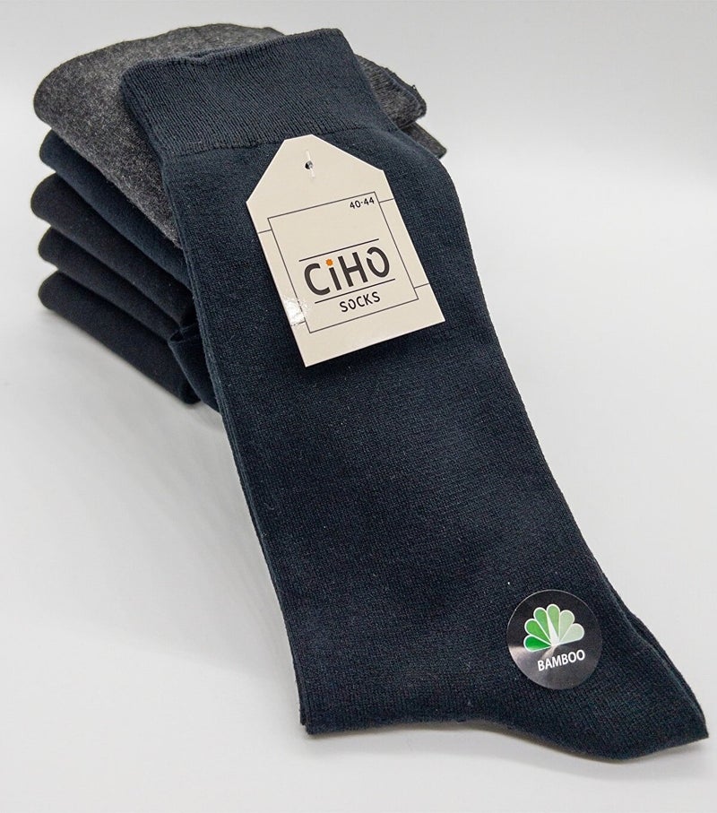 Premium 6 Pairs Bamboo Seamless Black-Dark Navy Blue-Smoked Men's Sock Socks