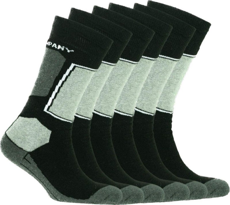 6 Pack Thermal Socks Black Unisex OCS008