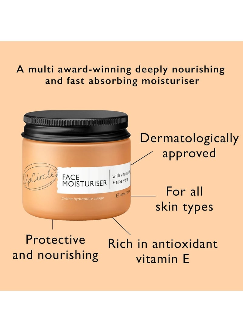 Face Moisturizer with Argan Powder 60ml Nourishing Day Cream Vitamin E Aloe Vera Glycerin Shea Coconut Butter Natural Vegan Cruelty Free