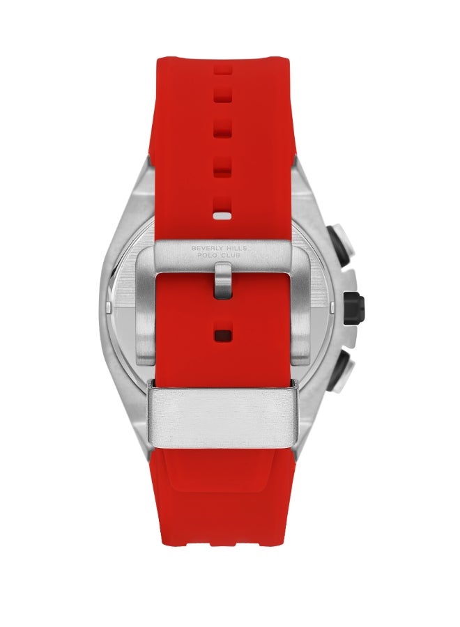 Beverly Hills Polo Club Men's Watch, Multi Function Display and Silicone Strap - BP3624X.358, Red