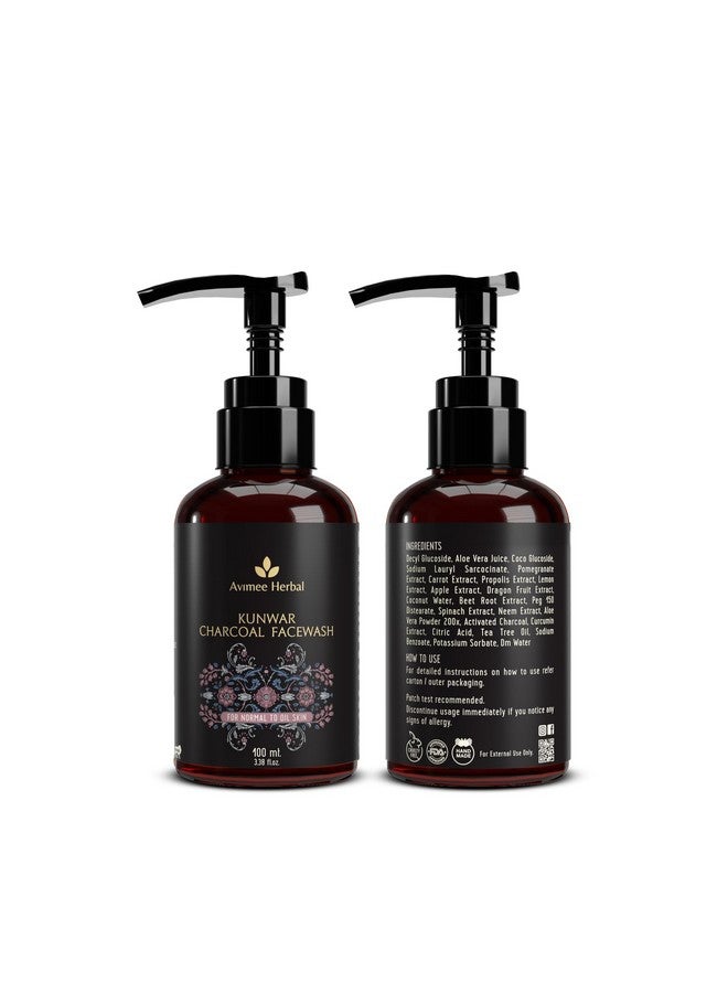 Kunwar Charcoal Facewash | For Oil & Dust Free Skin That Glows From Within | Deep Cleaning With Activated Charcoal & Neem Extracts | 100 Ml