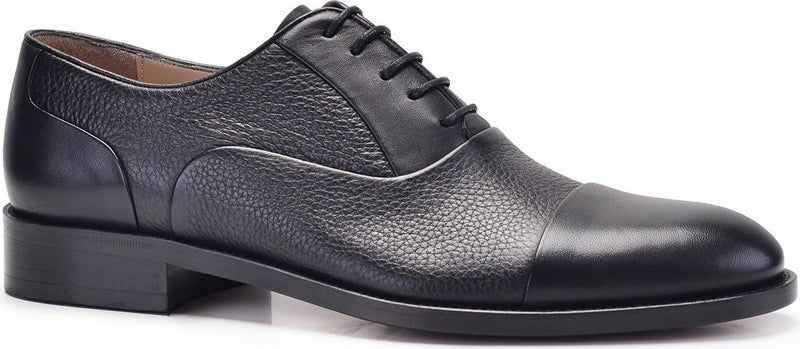 Genuine Leather Black Classic Laced Leather Men's Shoes -9131-