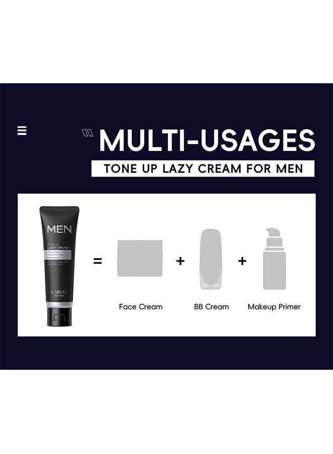 Men Professional Tone-up Lazy Cream,Concealer and Brighten Skin,Natural and Refreshing,Waterproof and Sweatproof,Suitable for Use During Makeup 50g