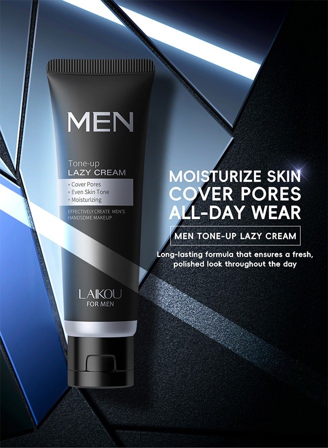 Men Professional Tone-up Lazy Cream,Concealer and Brighten Skin,Natural and Refreshing,Waterproof and Sweatproof,Suitable for Use During Makeup 50g