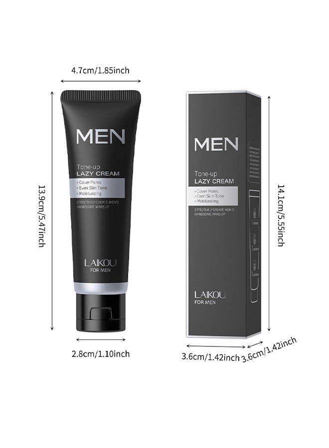 Men Professional Tone-up Lazy Cream,Concealer and Brighten Skin,Natural and Refreshing,Waterproof and Sweatproof,Suitable for Use During Makeup 50g