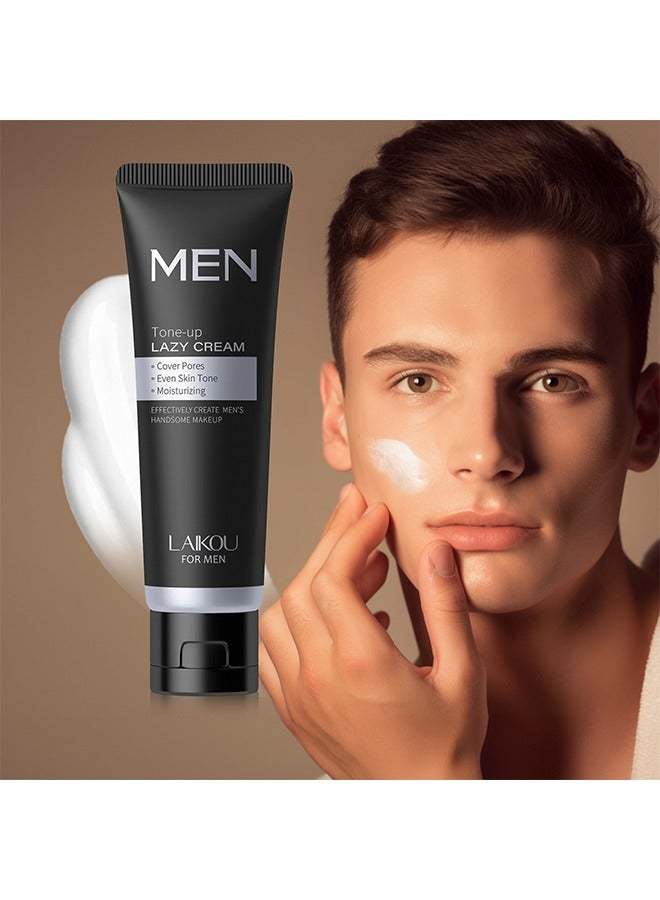 Men Professional Tone-up Lazy Cream,Concealer and Brighten Skin,Natural and Refreshing,Waterproof and Sweatproof,Suitable for Use During Makeup 50g