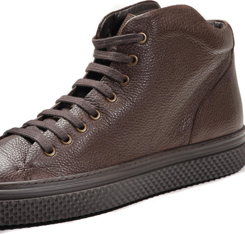 Brown Men's Leather Lace-up Igloo Boots