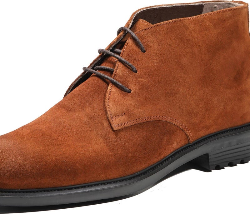 Tan Men's Suede Flat Casual Boots