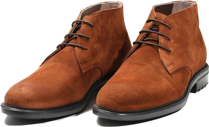 Tan Men's Suede Flat Casual Boots