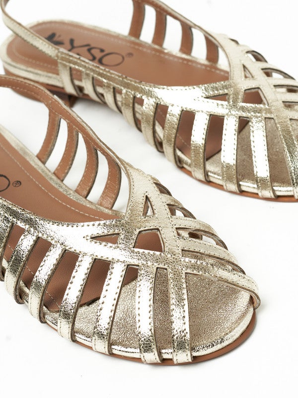 Y.SO Ladies Flat Sandals Gold | Made In India