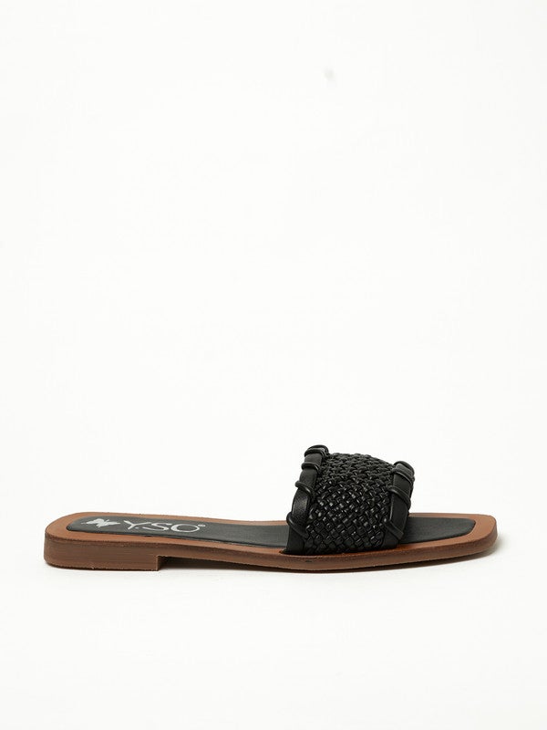 Y.SO Ladies Flat Sandals Black | Made In India