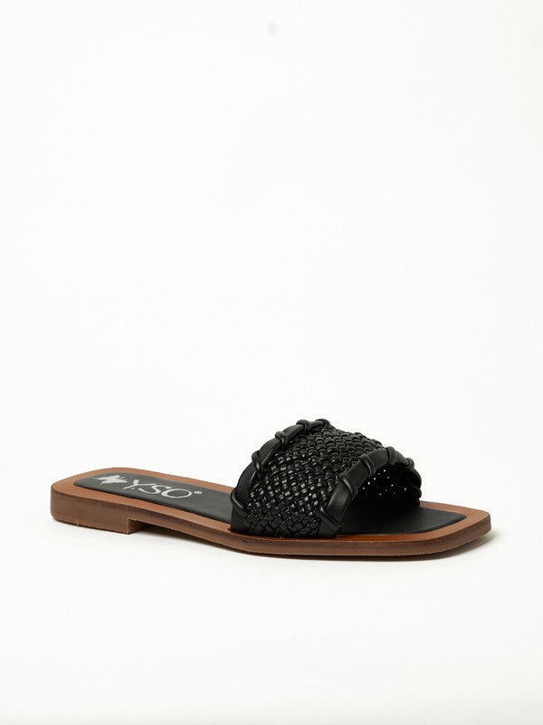 Y.SO Ladies Flat Sandals Black | Made In India